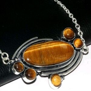 Tiger's Eye Gemstone 925 Sterling Silver Handmade Necklace